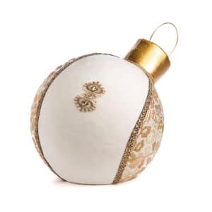 Boule Velours Crème et Or 39cm