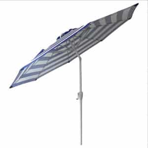 Parasol à rayures bleues et blanches